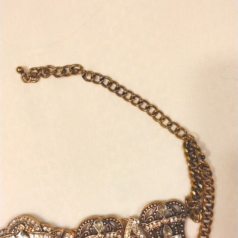 Celebrity Style SUPER BLING Heavy Crystal Rhinestone Choker Necklace Brass color - Picture 6 of 15